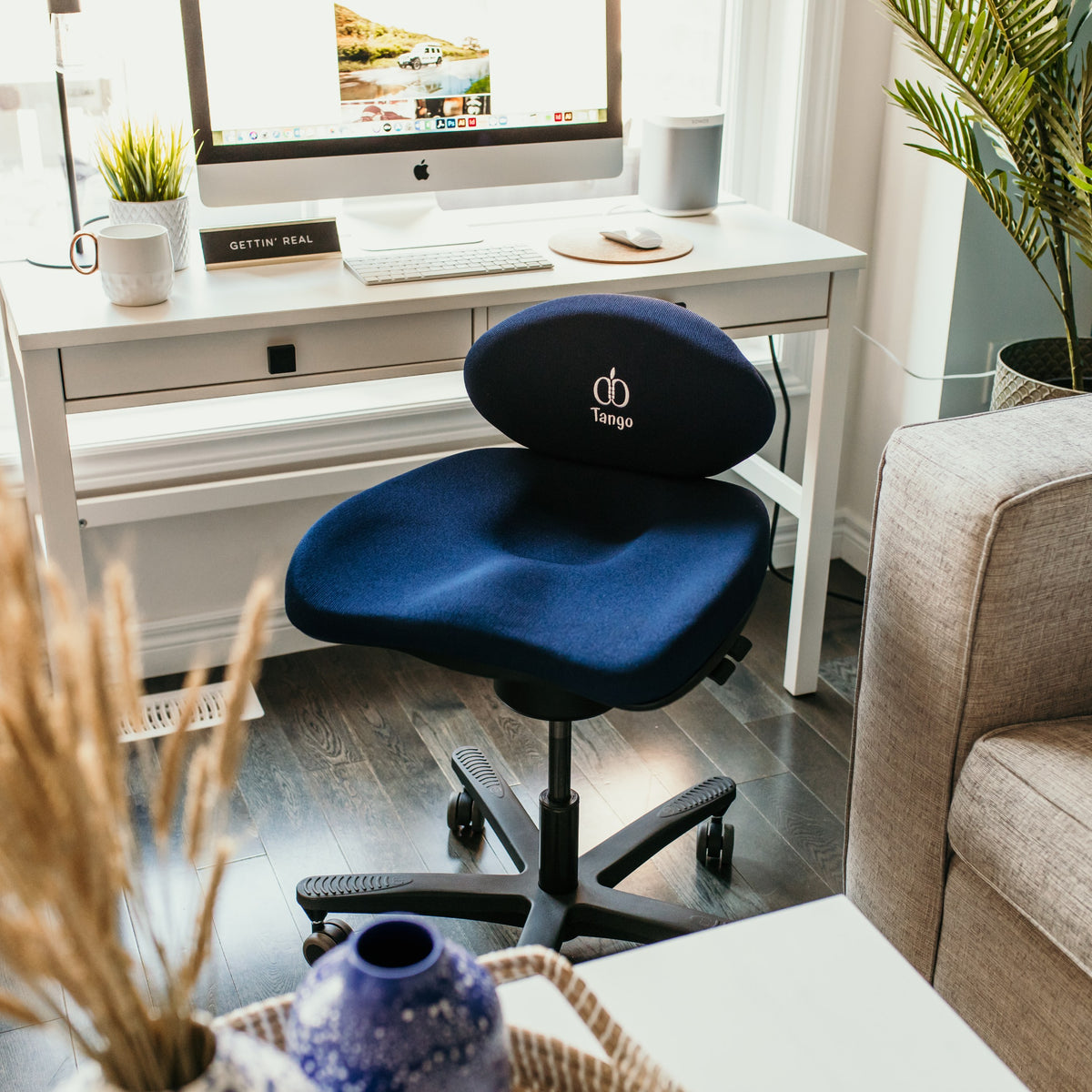 Navy Blue CoreChair Tango at a home office desk