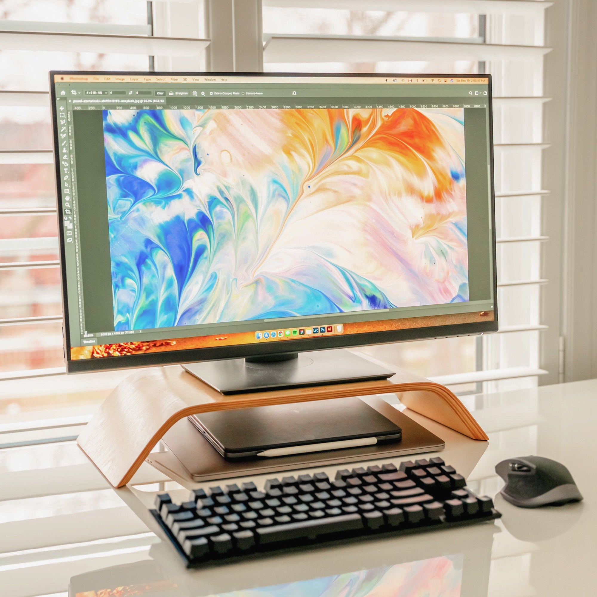 Enkel Ergonomic Birch Wood Monitor Stand from Active Goods Canada