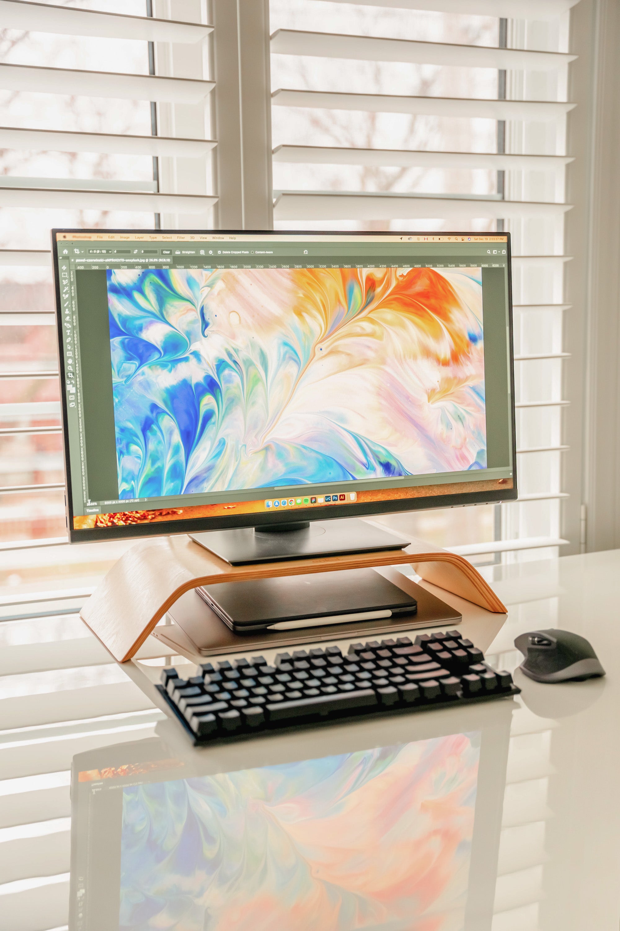 Enkel Ergonomic Birch Wood Monitor Stand from Active Goods Canada