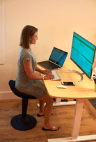 CorePerch Active Stool sitting at office desk by Active Goods Canada