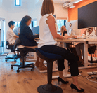 CorePerch Active Stool sitting down while at office desk by Active Goods Canada