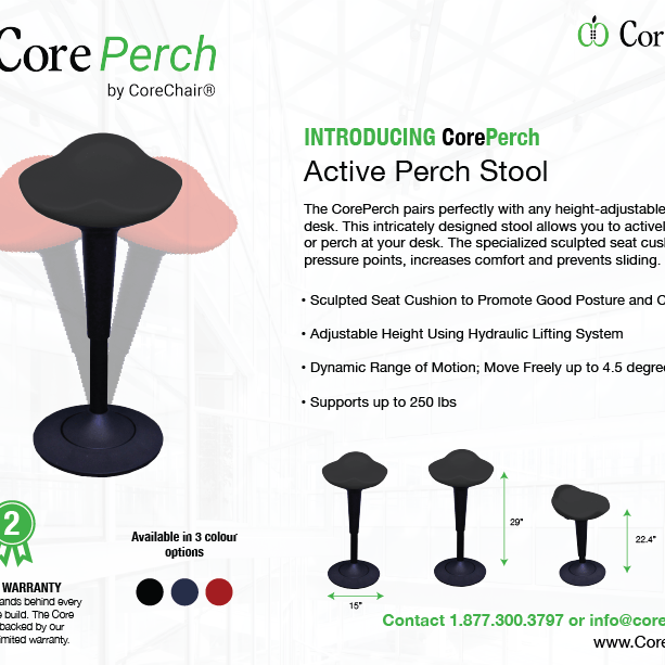 CorePerch Active Stool sell sheet by Active Goods Canada