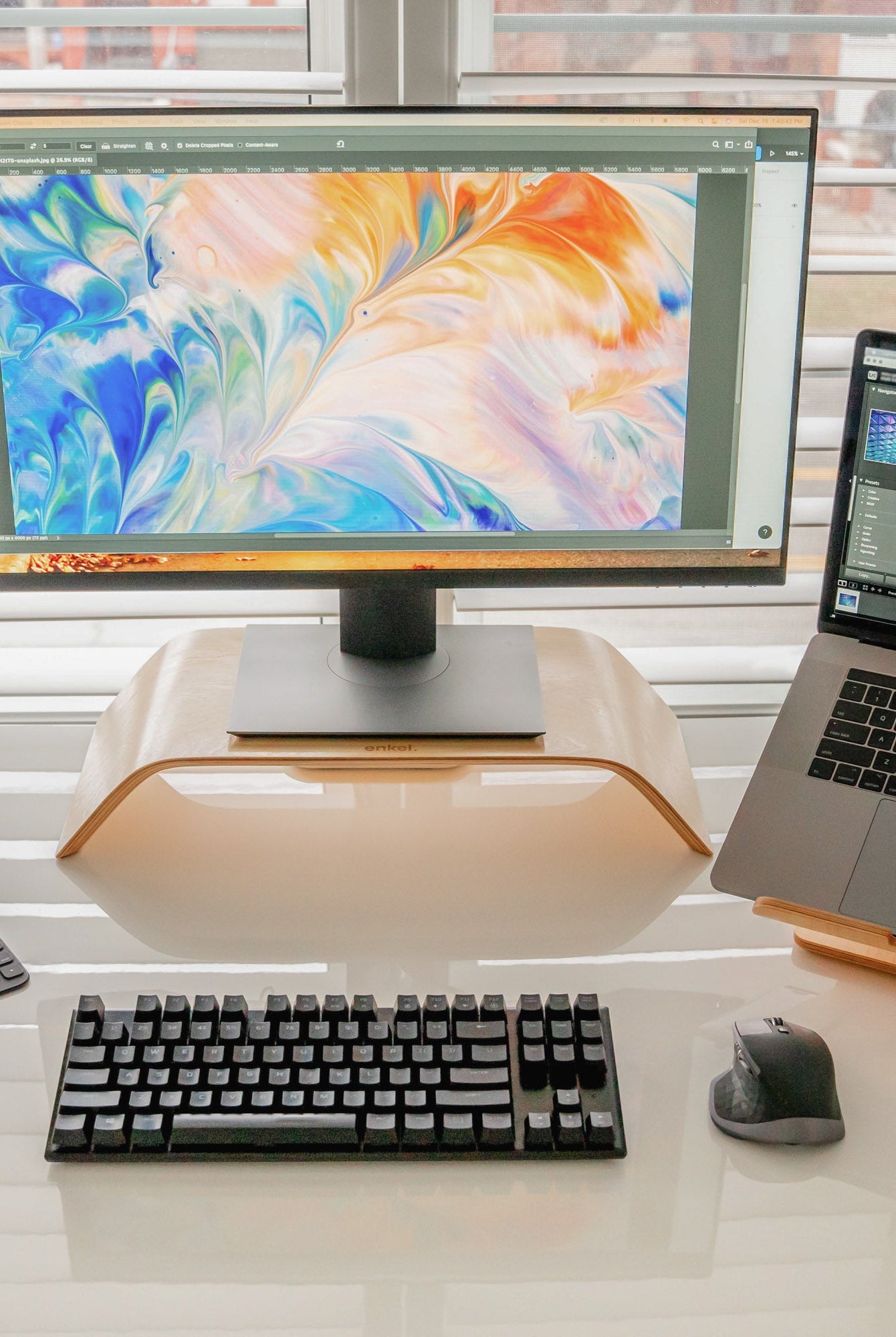 Enkel Studios Birch Wood Work Smarter Set - Monitor and Laptop Stand from Active Goods Canada