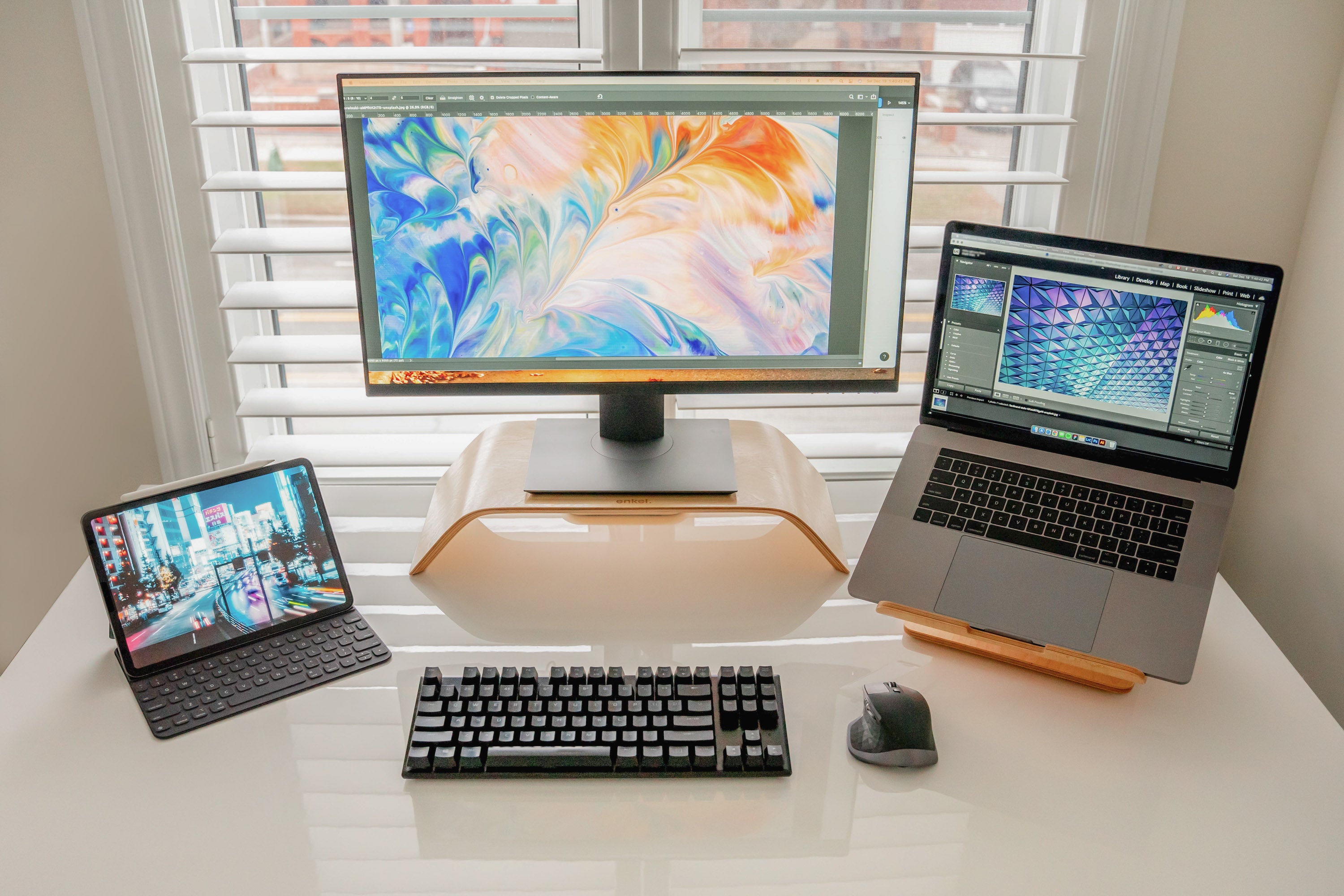 Enkel Studios Birch Wood Work Smarter Set - Monitor and Laptop Stand from Active Goods Canada