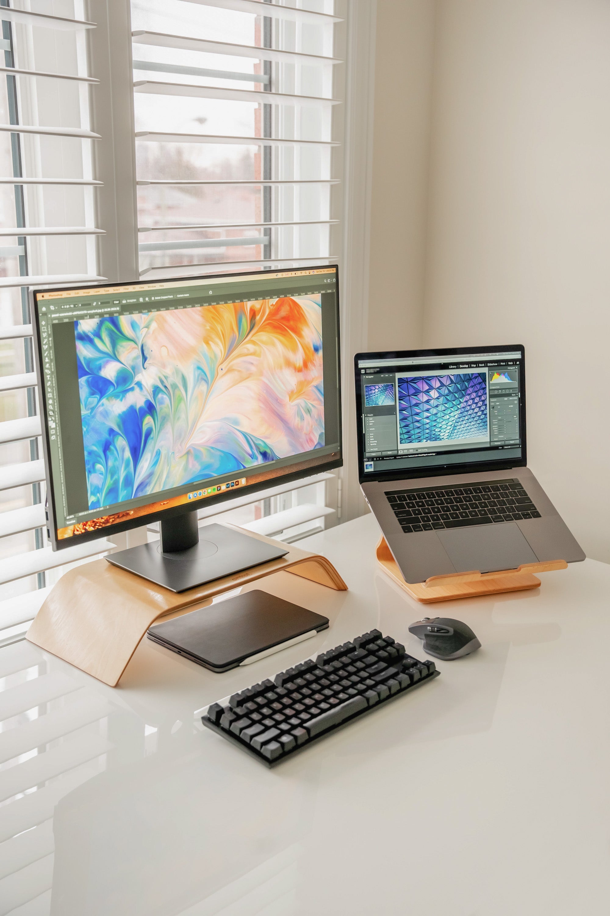 Enkel Studios Birch Wood Work Smarter Set - Monitor and Laptop Stand from Active Goods Canada