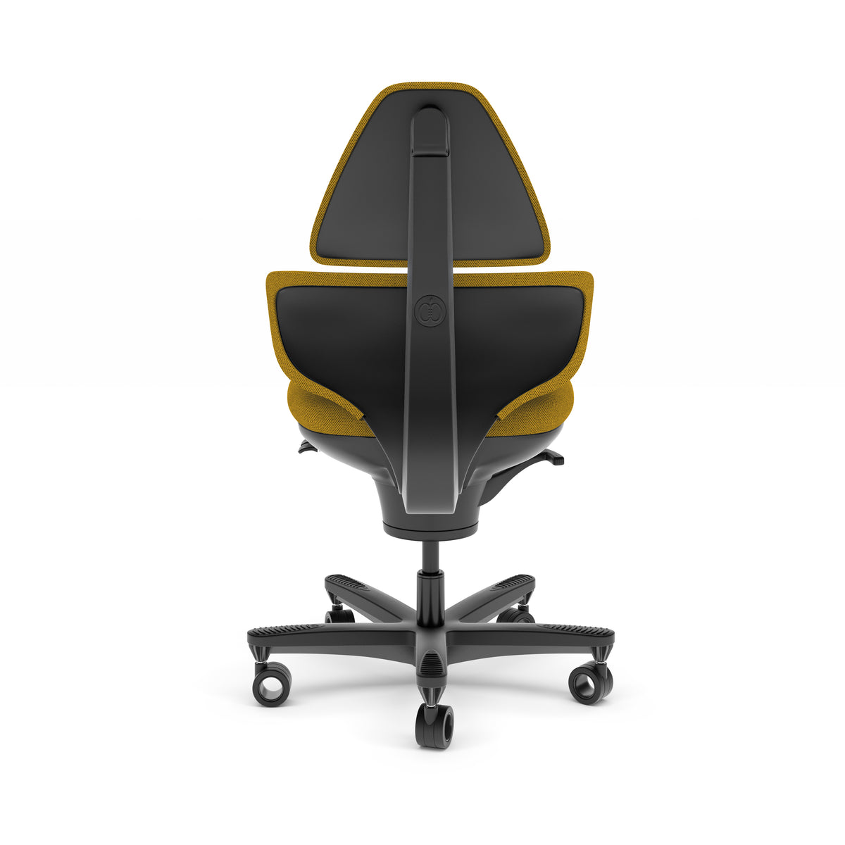 CoreChair Elite active sitting chair in Ochre, rear view showing the Clever Spine back