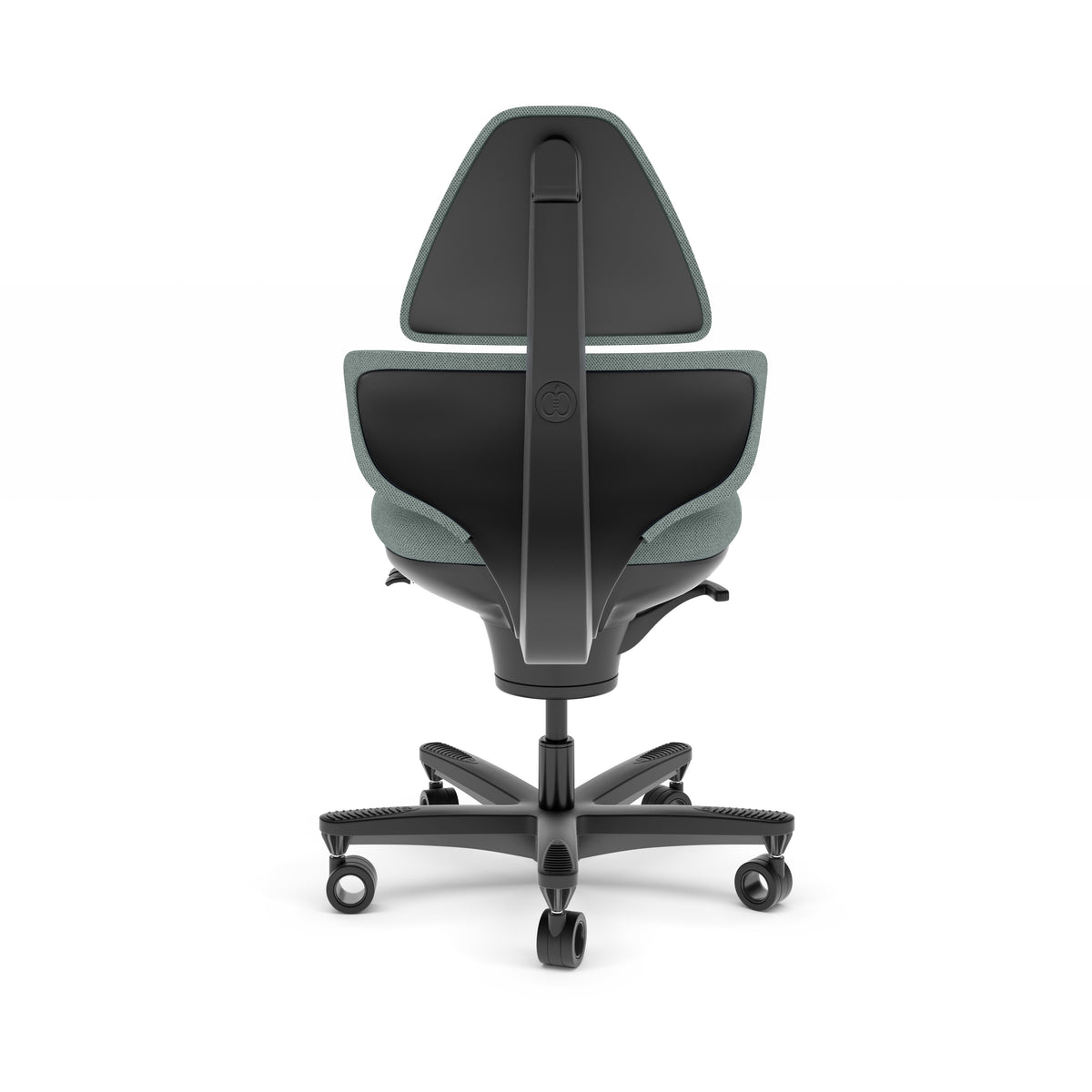 CoreChair Elite active sitting chair in Reed Green, rear view showing the Clever Spine back