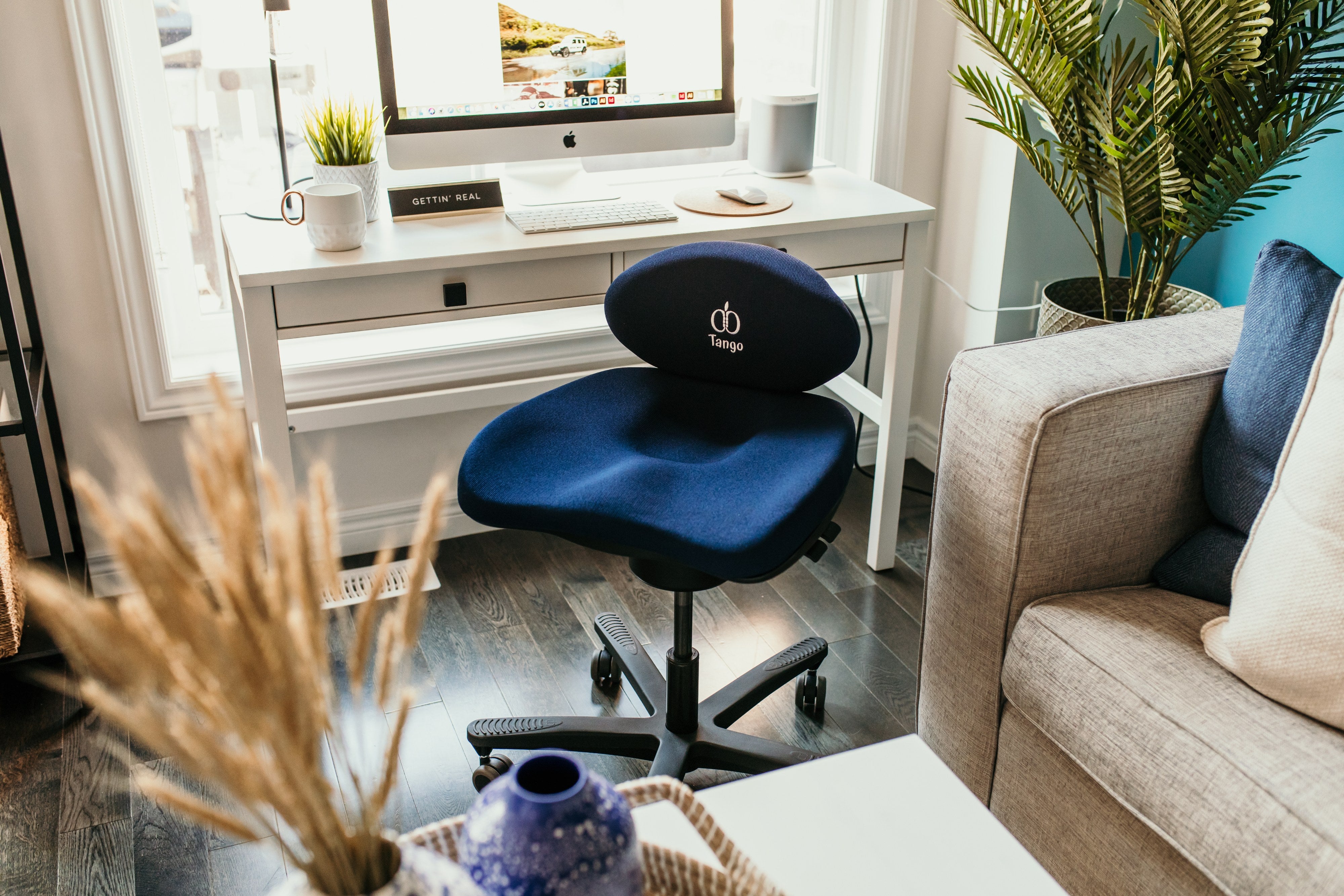 Navy Blue CoreChair Tango at a home office desk